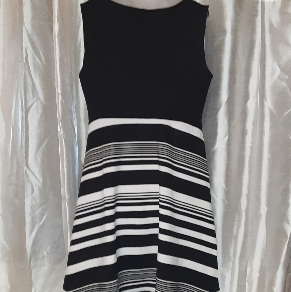Torrid Black White Striped Dress Size 2 (18/20) Knee Length Fit & Flare image 2
